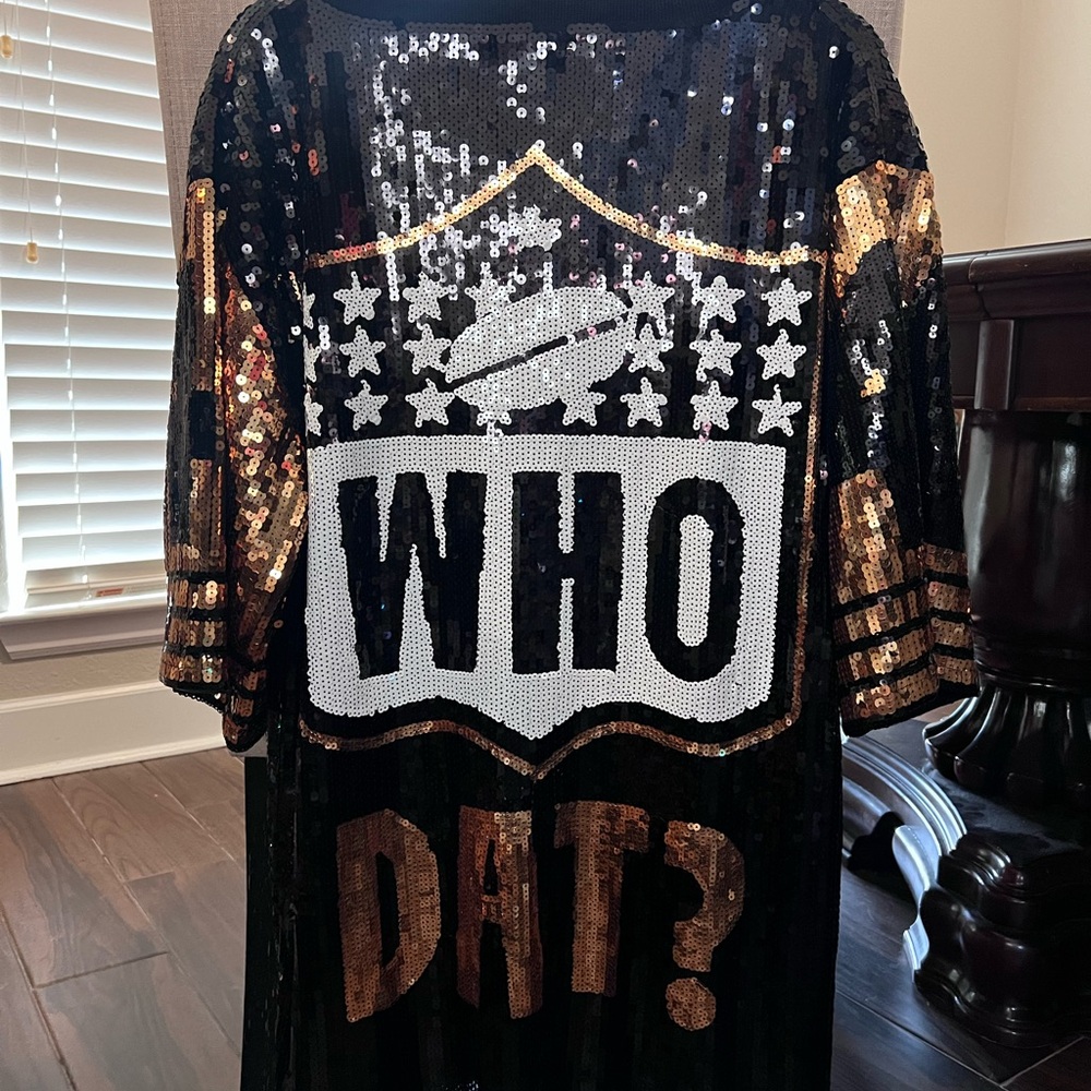 New Orleans Saints Black & Gold Sequin "Who Dat" #41 Dress One-Size Women’s - Picture 10 of 11